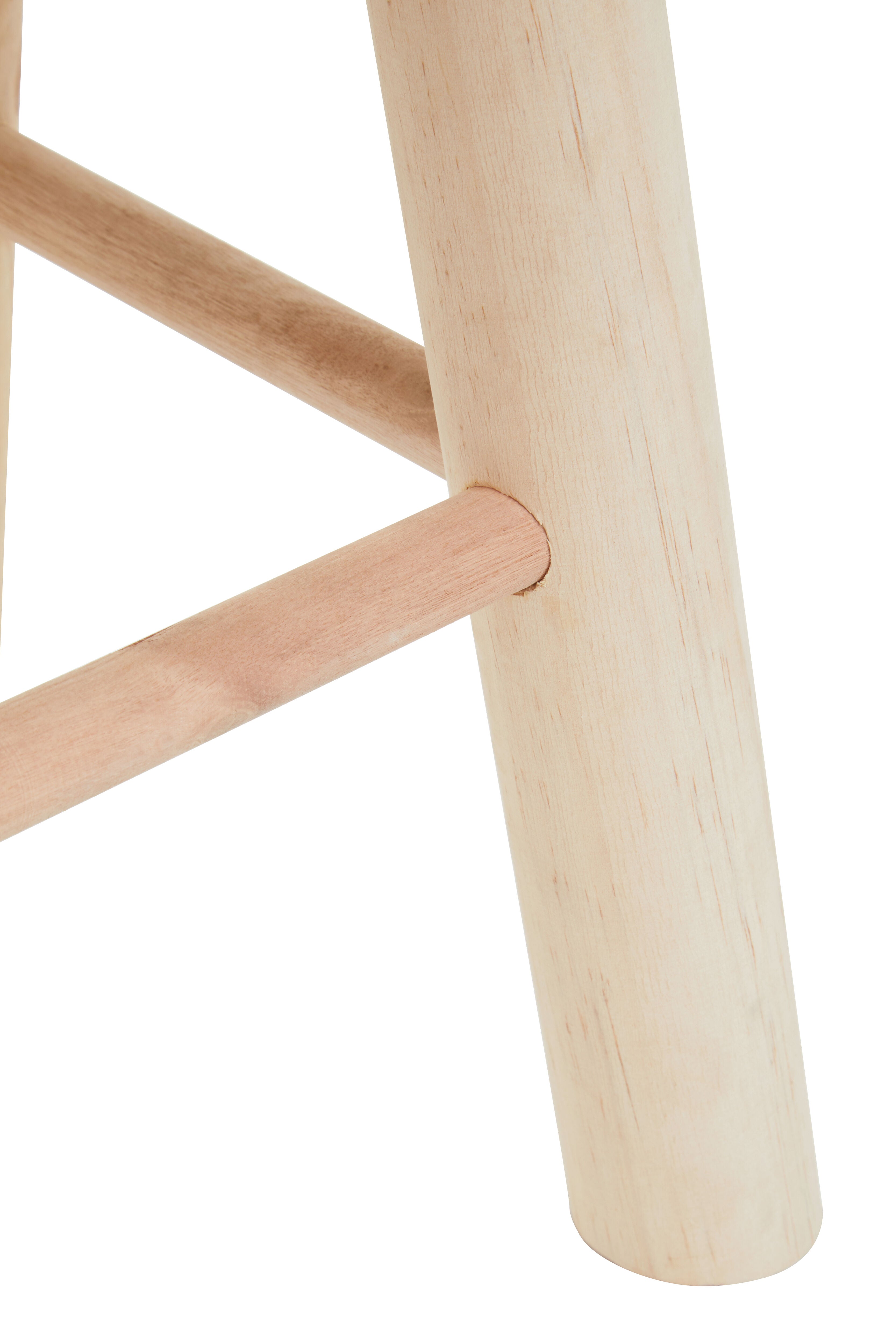 Brigitte Natural Wood & Handwoven White Low Stool